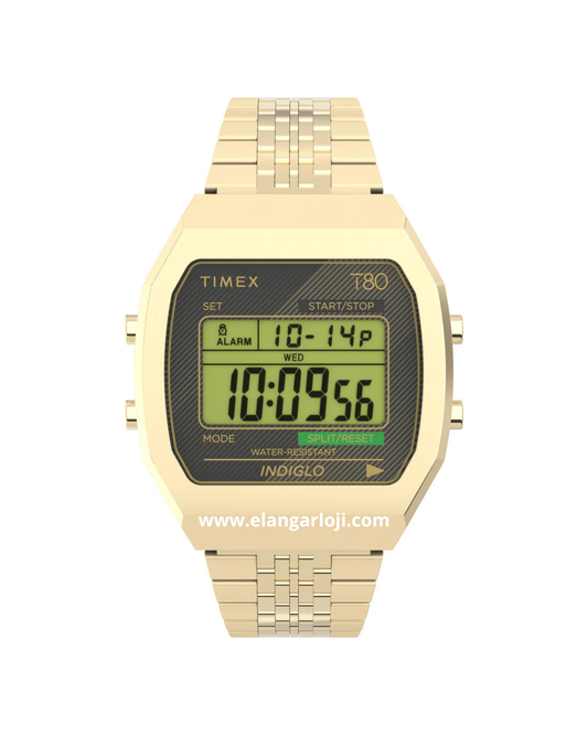 TIMEX T80 TW2V74300 Digital Dial Gold Stainless Steel Strap