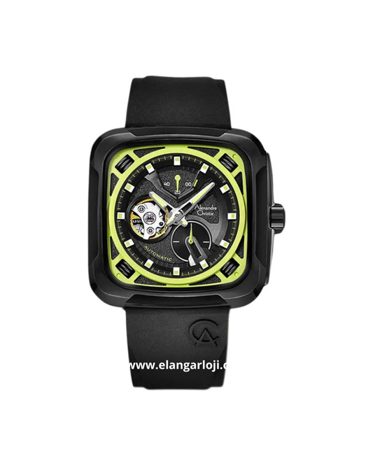 ALEXANDRE CHRISTIE AC 6577 MA RIPBALE V2 Open Heart Dial Black Rubber Strap