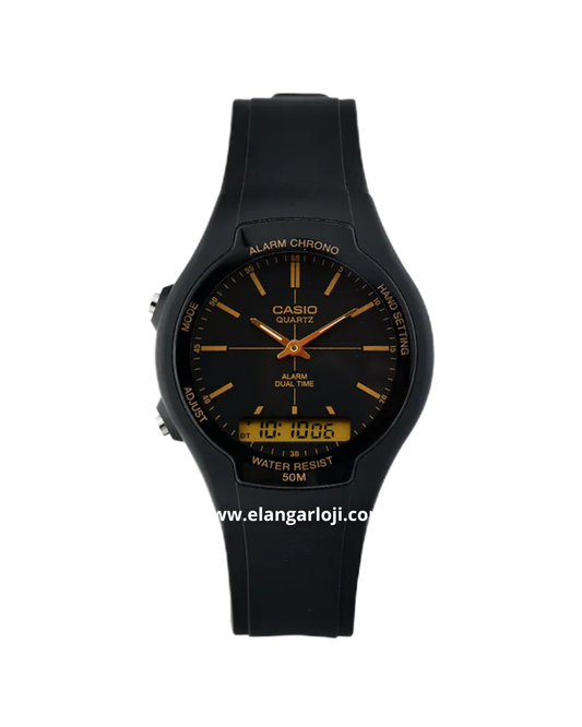 CASIO AW-90H-9EVDF Digital Analog Dial Black Resin Band