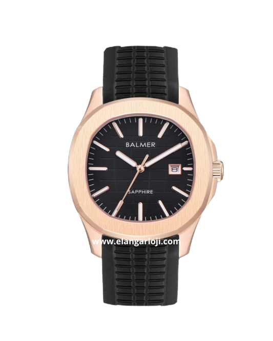 BALMER B-8201-RG4 Black Rosegold Rubber Strap