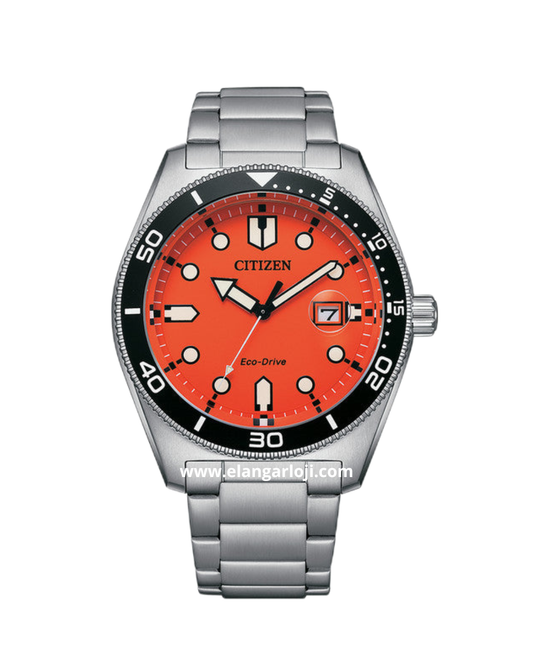 Jam Tangan Pria CITIZEN AW1760-81X ECO DRIVE Silver Dial Orange Stainless Steel