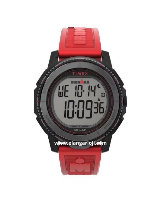 TIMEX TW5M57900 Ironman Men Adrenalin Digital Dial Red Resin Strap