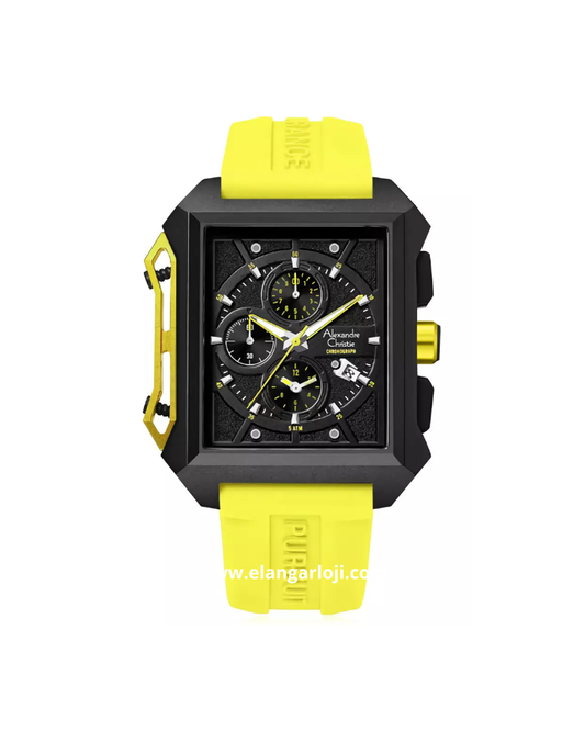 ALEXANDRE CHRISTIE AC 6601 MC RIPBAYL Men Black Dial Yellow Rubber Strap