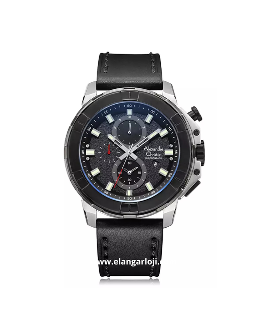 ALEXANDRE CHRISTIE AC 6588 MCLTBBA Chronograph Men Black Dial Black Leather Strap