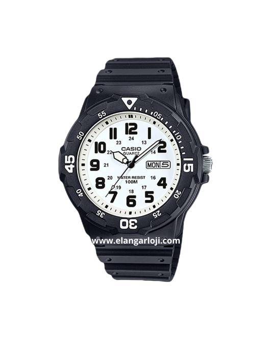 CASIO MRW-200H-7BVDF Water Resistant 100M White Dial Black Resin Band