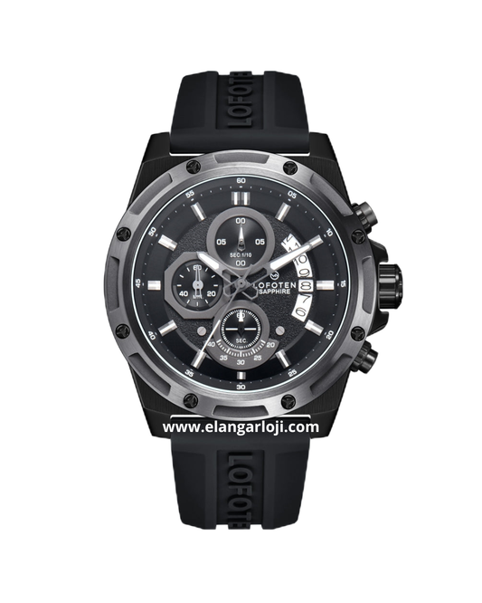 LOFOTEN F-6535 BK-4 Sapphire Glass Rubber Strap
