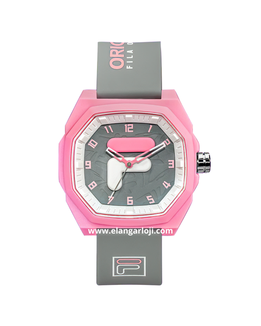 FILA 38-348-004 Analog Grey Pink Silicone Strap