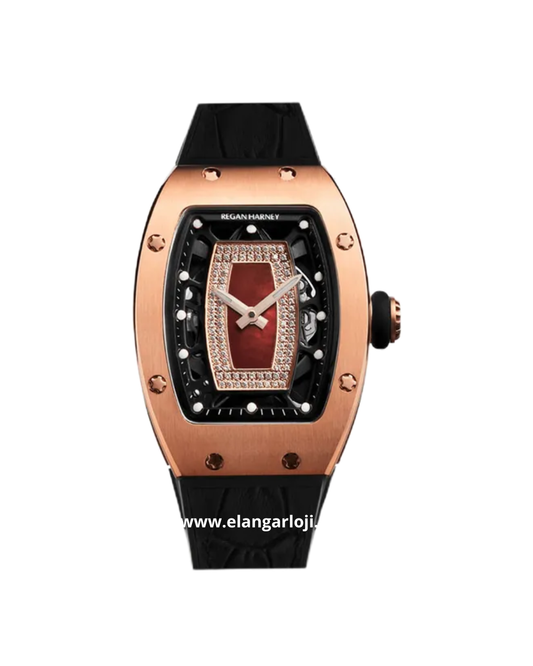 REGAN HARNEY RH34-11 AMOUR Titanium Diamonds Black Rubber Strap