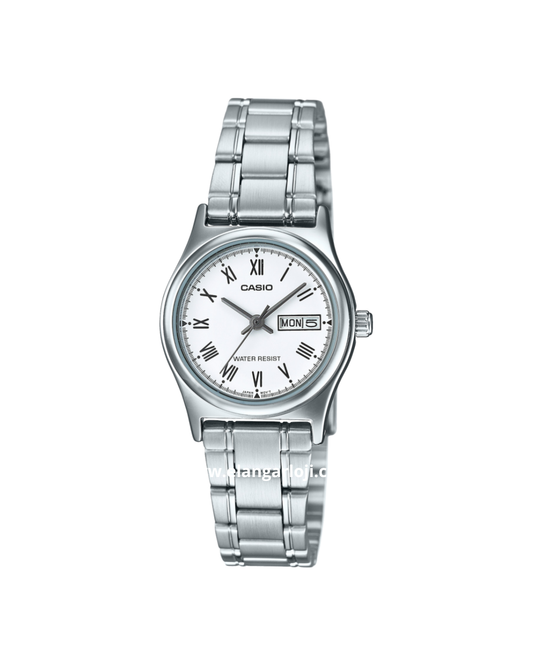 CASIO LTP-V006D-7BUDF Ladies Analog White Dial Stainless Steel Band