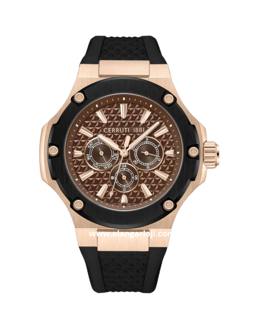 CERRUTI 1881 CIWGQ0018703 Lucardo Watch Men's Brown Dial Silicone Strap