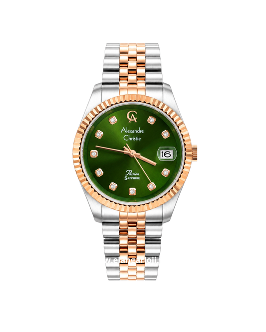 ALEXANDRE CHRISTIE AC 5013 LD BTRGN Passion Green Dial Stainless Steel Strap