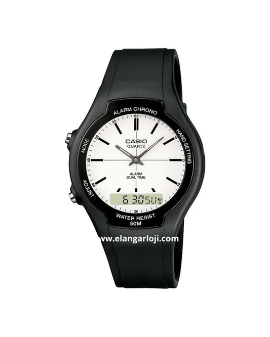 CASIO AW-90H-7EVDF Digital Analog Dial Black Resin Band