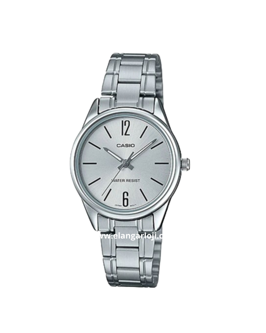 CASIO LTP-V005D-7BUDF Ladies Silver Dial Stainless Steel Band