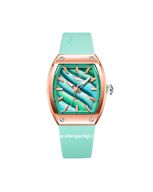 ALEXANDRE CHRISTIE AC 5001 LH RTRGN Passion Dual Tone Dial Green Rubber Strap