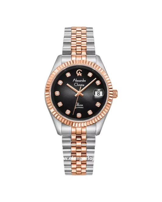 ALEXANDRE CHRISTIE AC 5013 LD BTRBA-2 Passion Black Dial Dual Tone Stainless Steel Strap