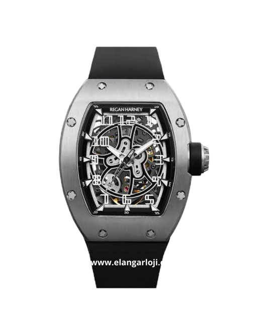 REGAN HARNEY RH81-11 Quantum TItanium Analog Dial Black Vulcanized Rubber Strap