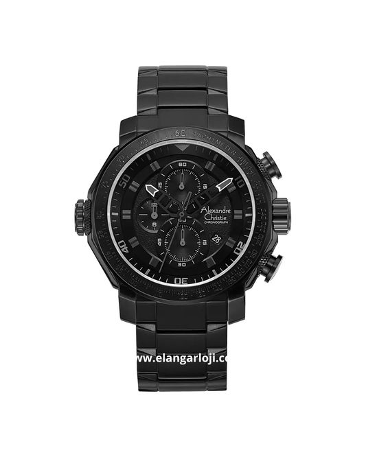 ALEXANDRE CHRISTIE AC 6565 MC BIPBA Men Black Dial Black Stainless Steel Strap