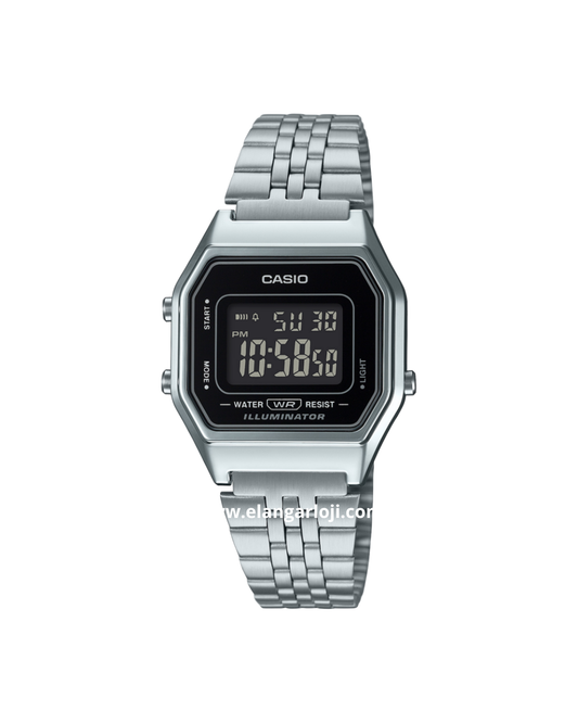 CASIO LA680WA-1BDF Black Digital Dial Stainless Steel Band