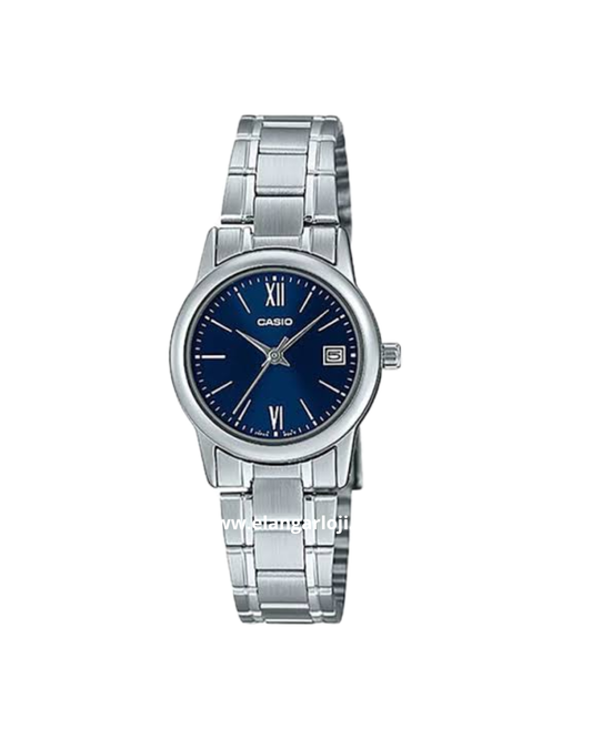 CASIO LTP-V002D-2B3UDF Analog Ladies Dark Blue Dial Stainless Steel Band