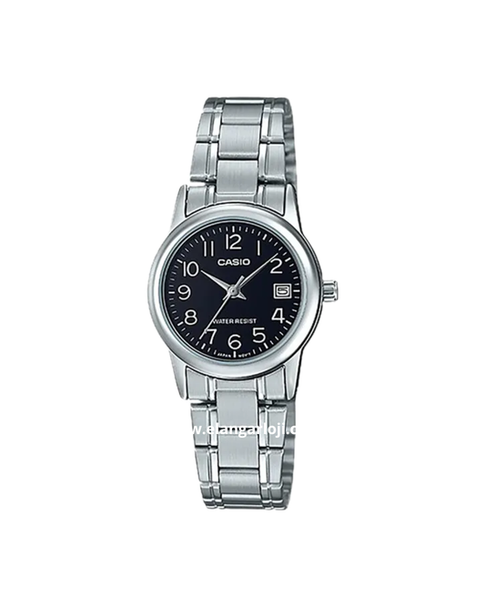 CASIO LTP-V002D-1BUDF Ladies Black Dial Stainless Steel Band