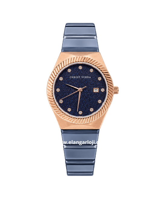 CHRIST VERRA CV 922707L-1J BLU Blue Rosegold Stainless Steel