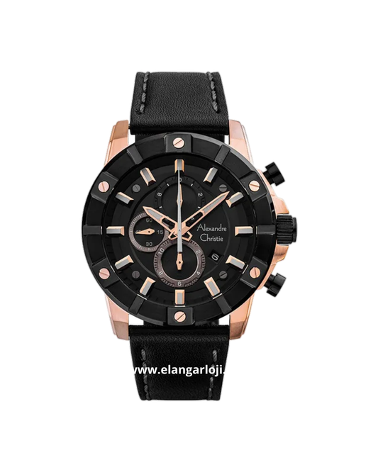 ALEXANDRE CHRISTIE AC 6609 MC LBRBA Men Black Dial Black Leather Strap