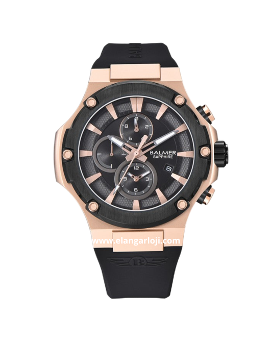 BALMER B-8812 BRG-4 Black Rosegold Rubber Strap