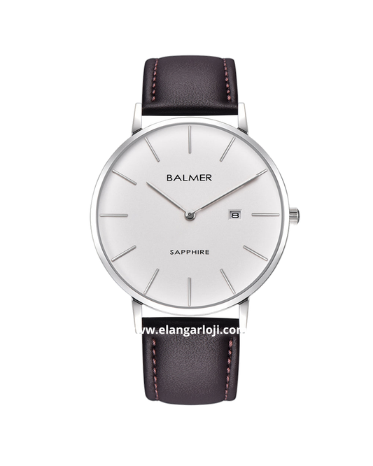BALMER B-8143M SS1 Sapphire Glass Leather Strap