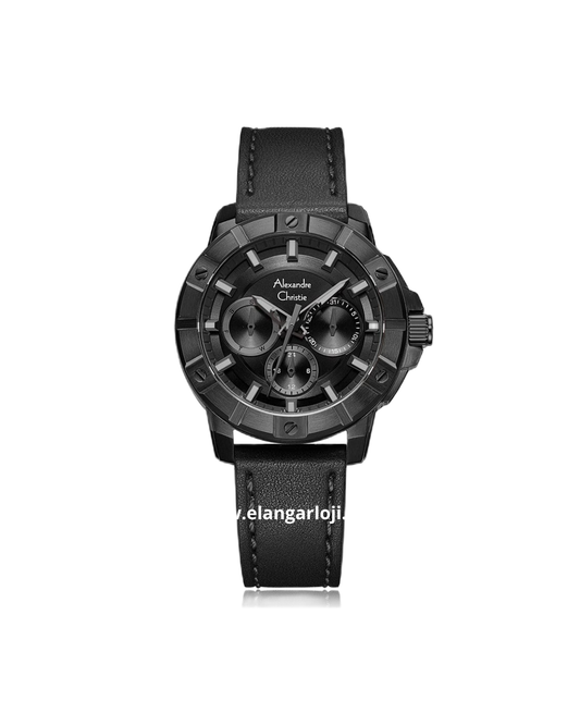 ALEXANDRE CHRISTIE AC 6609 BF Black Leather Strap