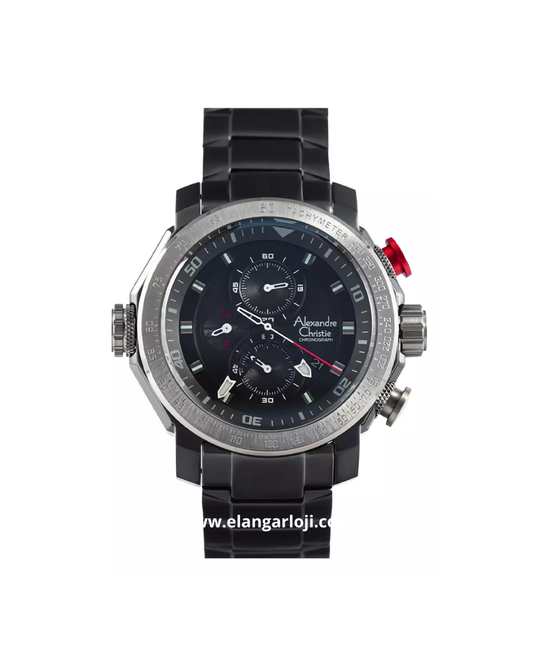 ALEXANDRE CHRISTIE AC 6565 MC BEPBARE Men Black Dial Black Stainless Steel Strap