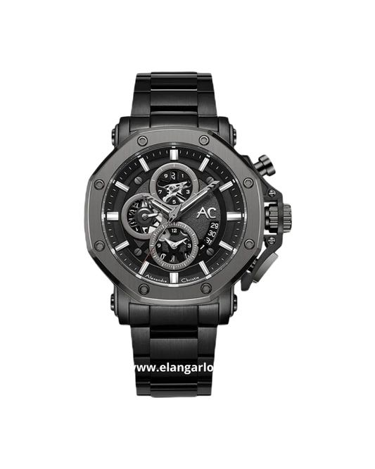 ALEXANDRE CHRISTIE AC 9603 MC BEPBA Chronograph Men Black Dial Black Stainless Steel Strap