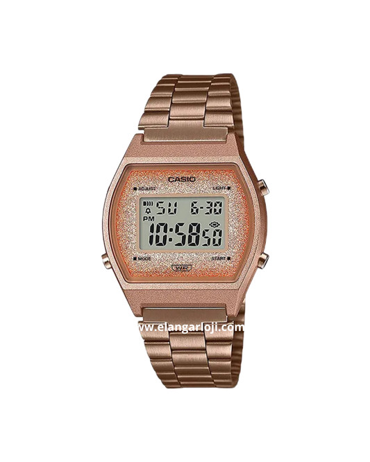 CASIO B640WCG-5DF Vintage Series Digital Dial Rose Gold Stainless Steel Band