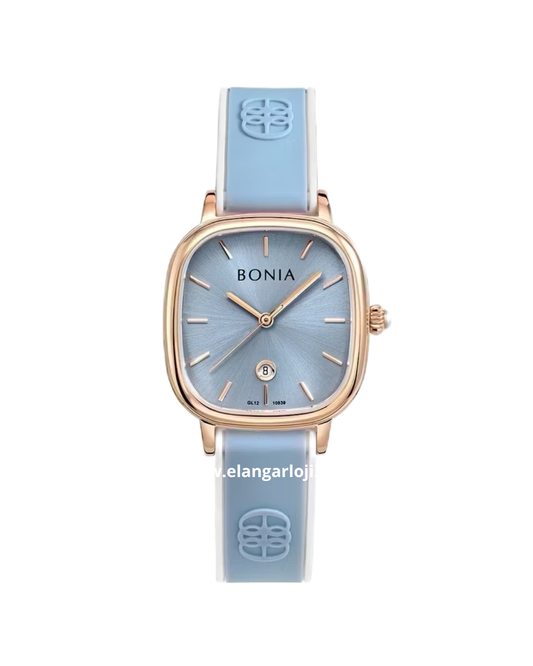 BONIA BNB10839-2582 Blue Rosegold Rubber Strap