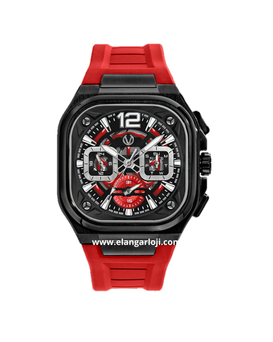 CHRIST VERRA CV 109068G-36 BLK/RED Blue Black Rubber Strap