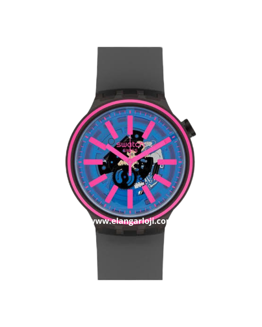 SWATCH SO27B111 Blue Taste Blue Dial Black Silicone Strap