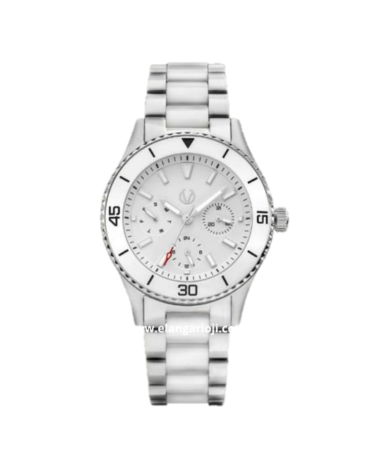 CHRIST VERRA Lady Bold CV 12351L-51 WHT Combination Silver White Stainless Steel Ceramic Strap
