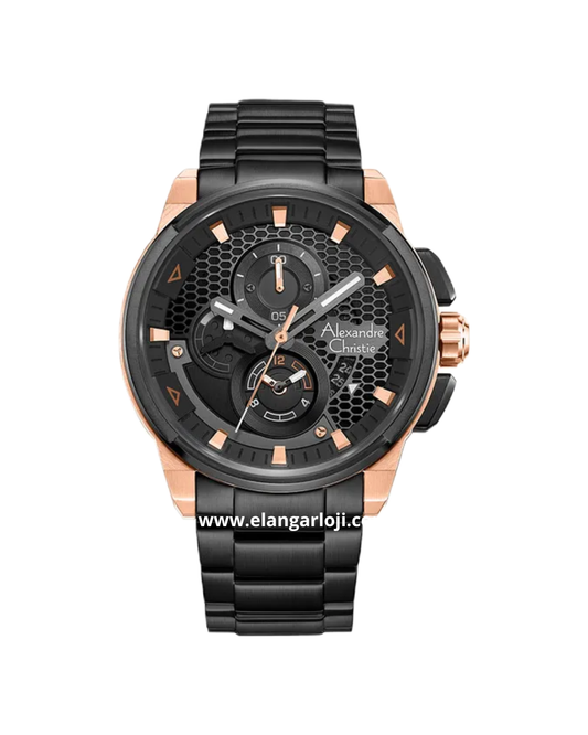 ALEXANDRE CHRISTIE AC 6618 MC BBRBA Men Black Dial Black Stainless Steel Strap