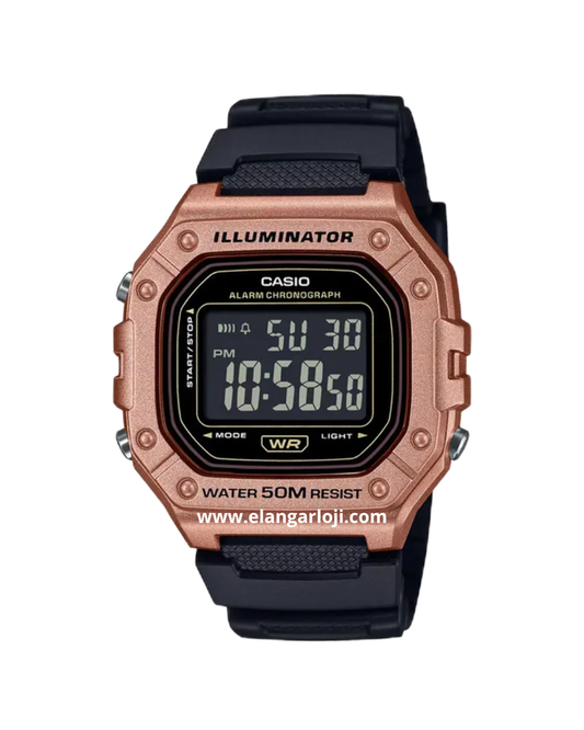 CASIO W-218HM-5BVDF Men Illuminator Digital Dial Black Resin Band