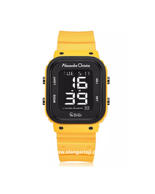 ALEXANDRE CHRISTIE AC 9357 MH RIPBAYL Men Black Digital Dial Yellow Rubber Strap