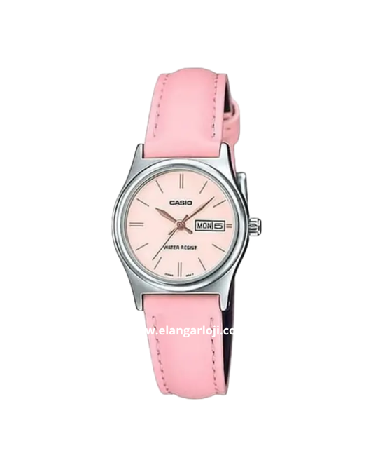CASIO LTP-V006L-4BUDF Ladies Pink Dial Pink Leather Band