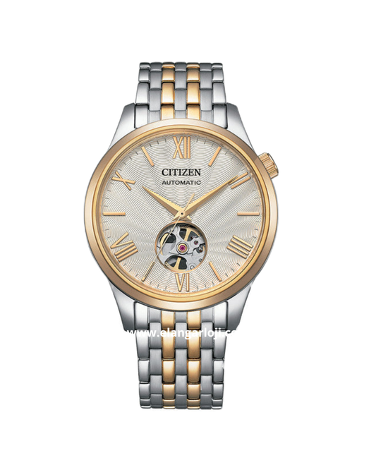 Jam Tangan Pria CITIZEN NH9136-88A Open Heart Beige Dial Dual Tone Stainless Steel Strap