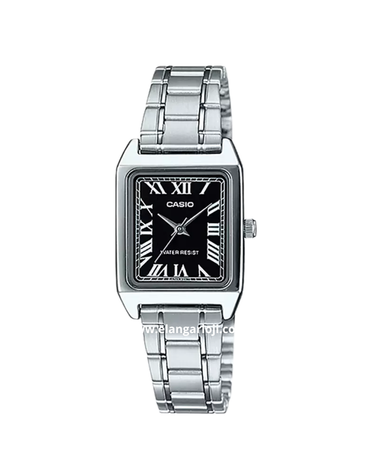 CASIO LTP-V007D-1BUDF Tank Black Dial Stainless Steel Band