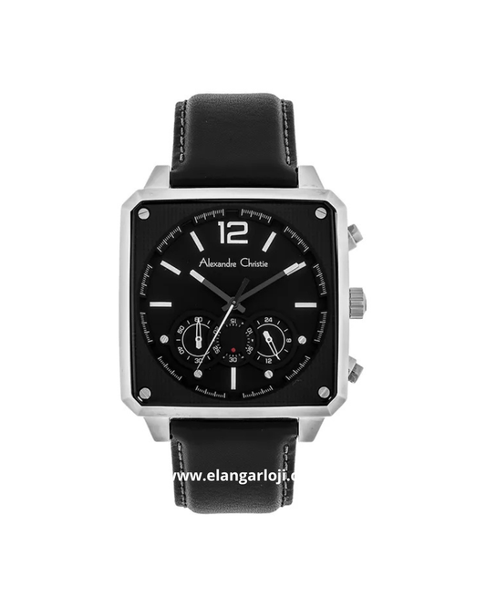 ALEXANDRE CHRISTIE AC 6484 MC LSSBA Chronograph Men Black Dial Black Leather Strap