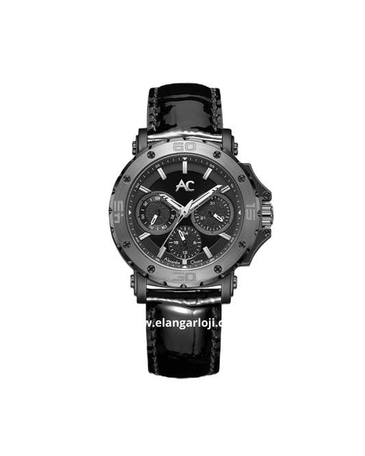 ALEXANDRE CHRSITIE AC 9205 BF BEPBA Black Dial Black Leather Strap