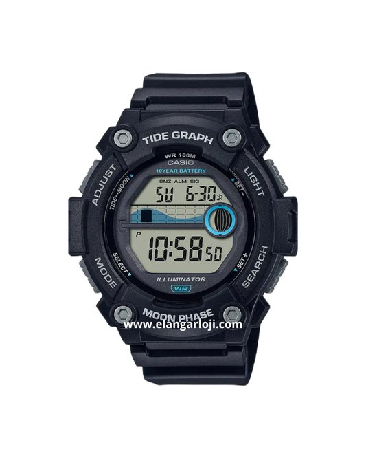 CASIO WS-1300H-1AVDF Tide Graph Digital Dial Black Resin Band