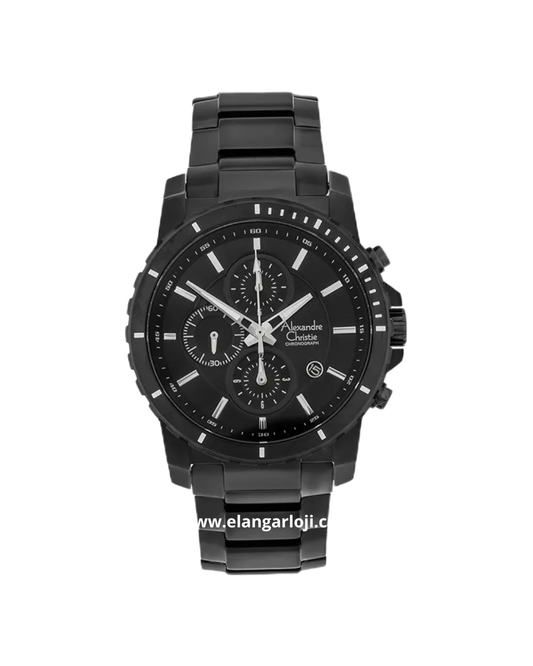ALEXANDRE CHRISTIE AC 6141 MC BIPBA Men Black Dial Black Stainless Steel Strap