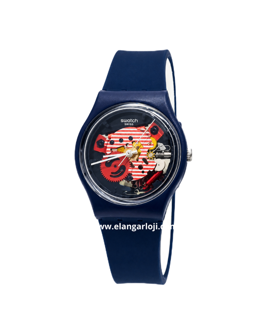 SWATCH GN239 Porticciolo Skeleton Dial Navy Rubber Strap