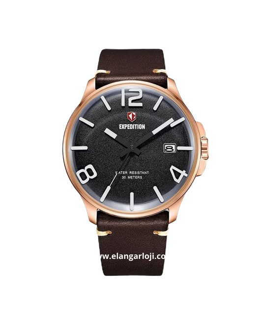 EXPEDITION E 6789 MD LRGBA Men Black Dial Dark Brown Leather Strap