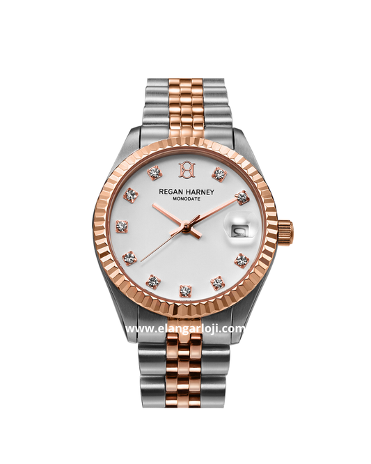 REGAN HARNEY LADY MONODATE RH013-01 Combination Silver Rosegold Dial White Stainless Steel