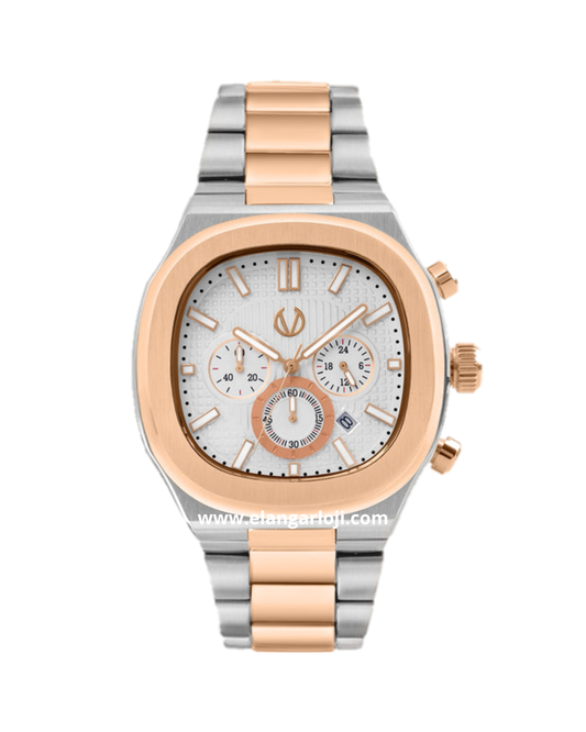 CHRIST VERRA CV 12124G-14 WHT Silver Rosegold Dial White Stainless Steel